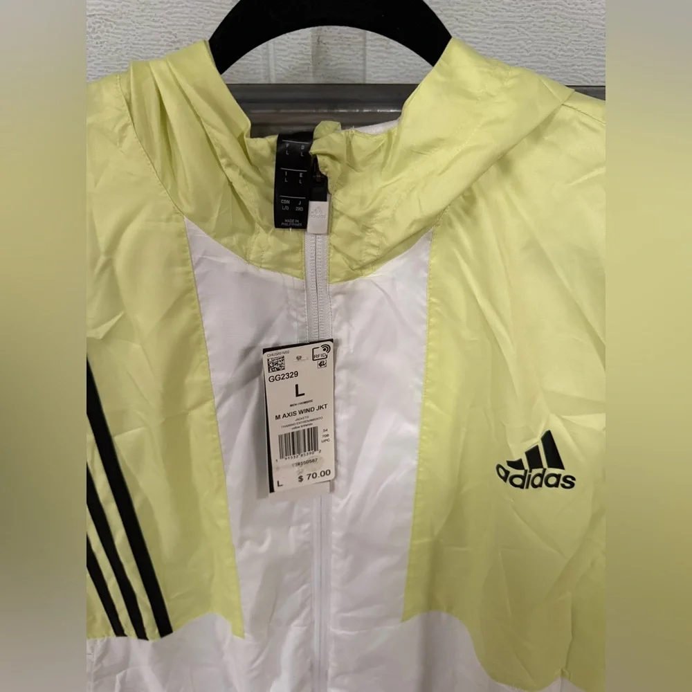 Adidas Lime and White Windbreaker